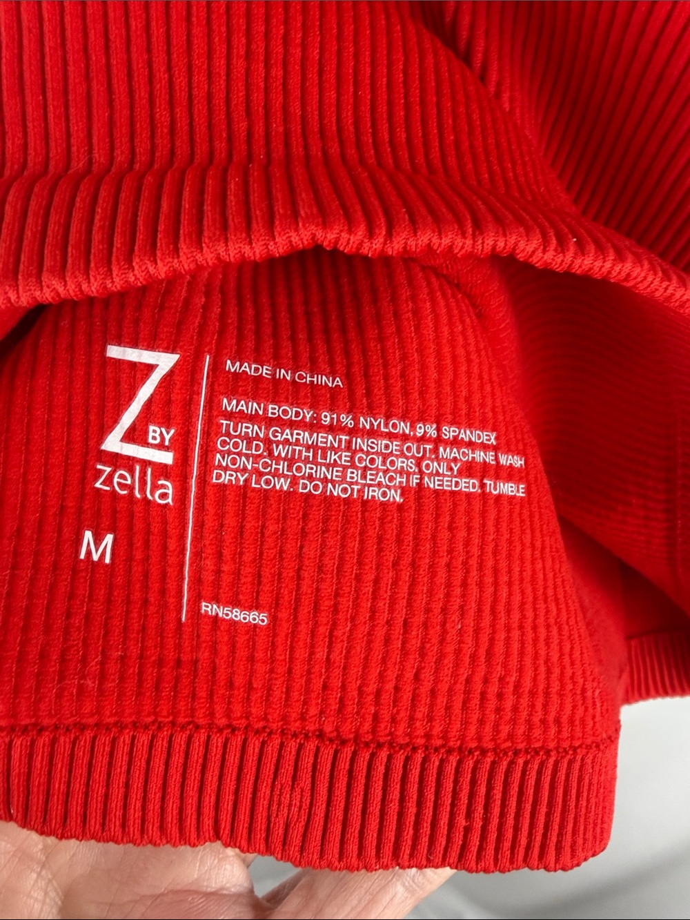 Zella Red Ribbed Racerback Sports Bra - Picture 2 of 7